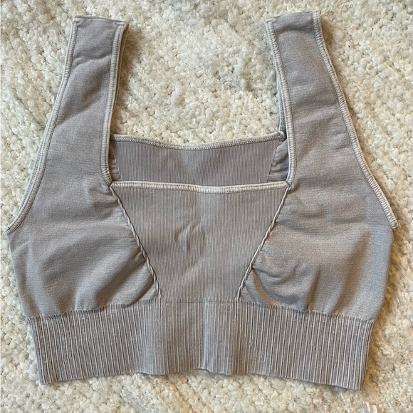 NEW Free People Movement Good Karma Square Neck Crop Top Gray Size XL - Picture 10 of 12